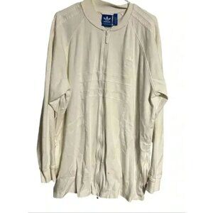 Adidas Originals White Full-Zip Sweatshirt Jacket 2XL Unisex Cotton Blend Embroi